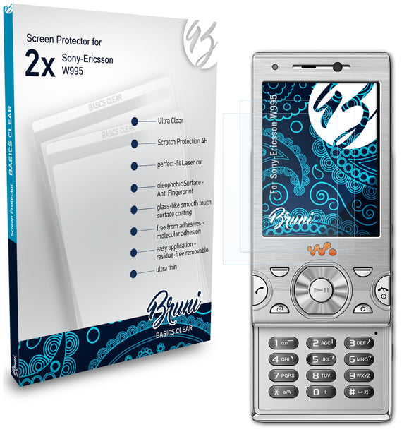 Bruni Basics-Clear Displayschutzfolie für Sony-Ericsson W995