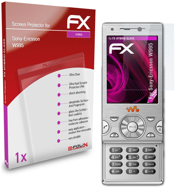 atFoliX FX-Hybrid-Glass Panzerglasfolie für Sony-Ericsson W995
