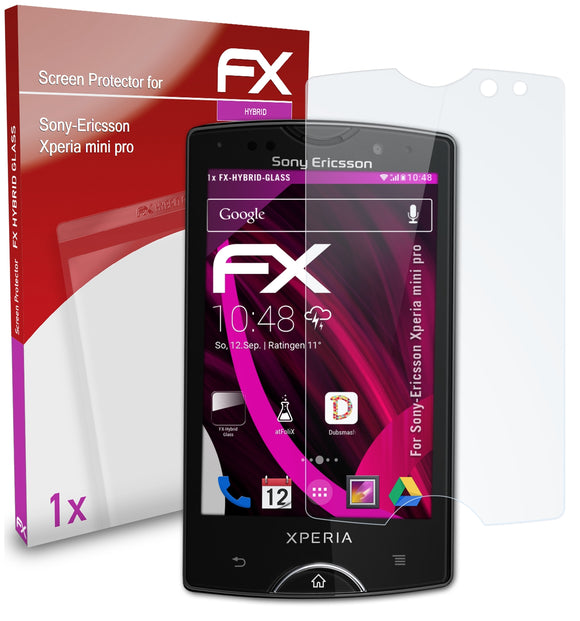 atFoliX FX-Hybrid-Glass Panzerglasfolie für Sony-Ericsson Xperia mini pro