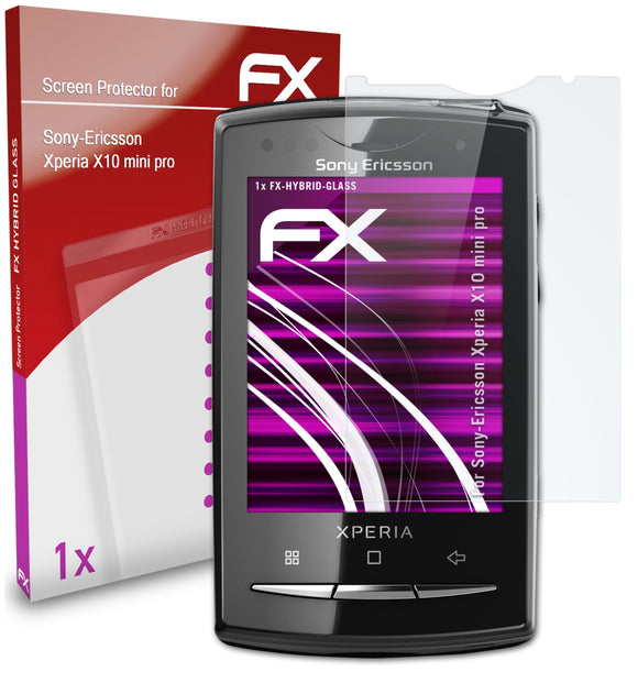 atFoliX FX-Hybrid-Glass Panzerglasfolie für Sony-Ericsson Xperia X10 mini pro