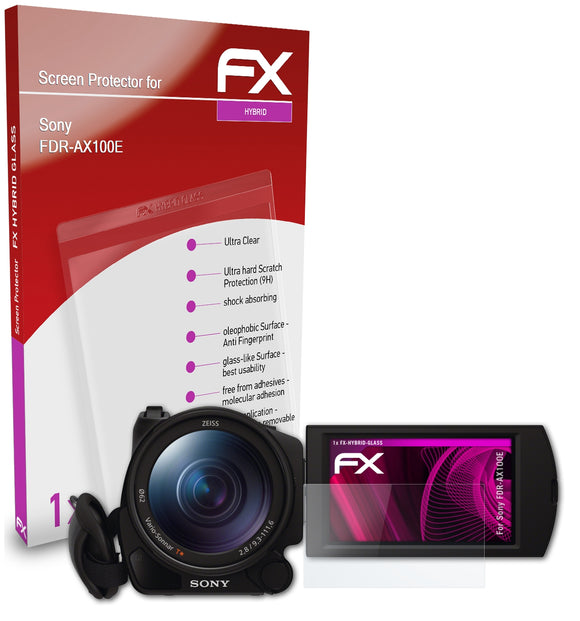 atFoliX FX-Hybrid-Glass Panzerglasfolie für Sony FDR-AX100E