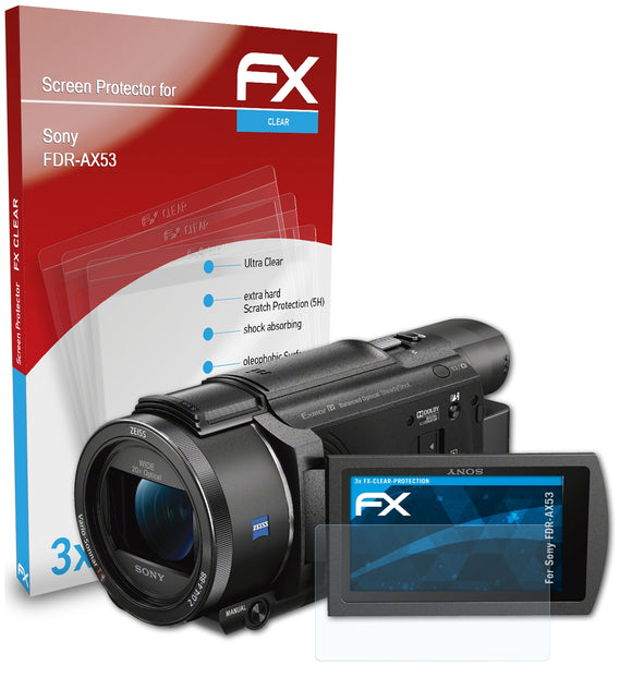 atFoliX FX-Clear Schutzfolie für Sony FDR-AX53