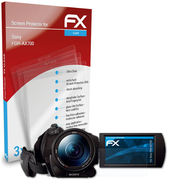 atFoliX FX-Clear Schutzfolie für Sony FDR-AX700