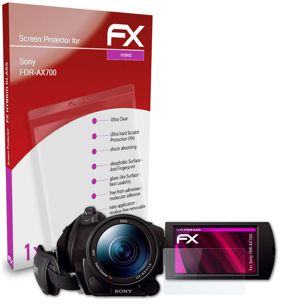 atFoliX FX-Hybrid-Glass Panzerglasfolie für Sony FDR-AX700