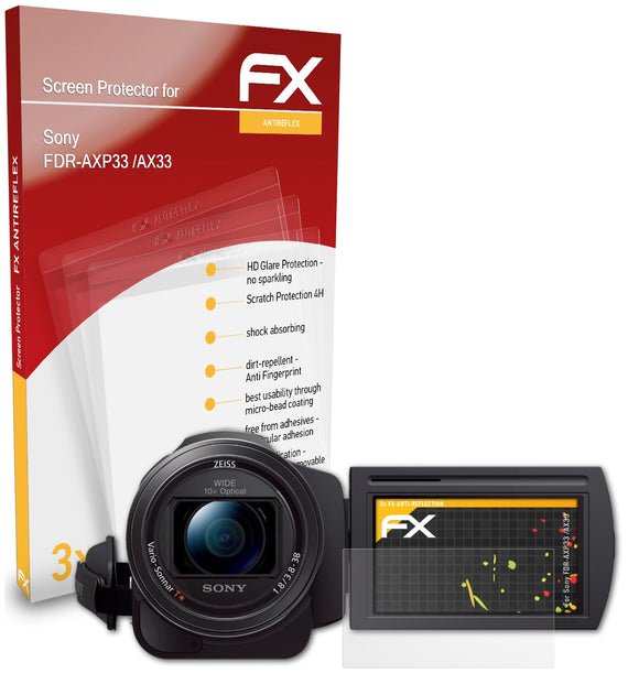 atFoliX FX-Antireflex Displayschutzfolie für Sony FDR-AXP33 /AX33