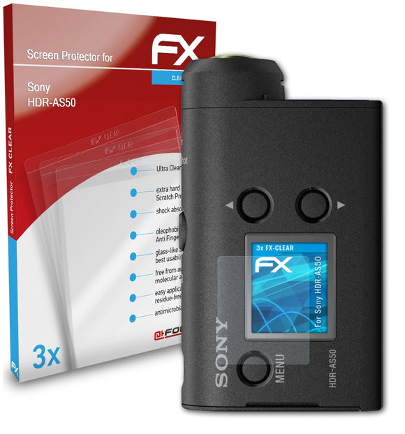 atFoliX FX-Clear Schutzfolie für Sony HDR-AS50