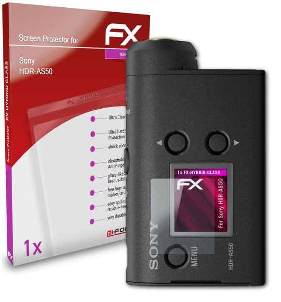 atFoliX FX-Hybrid-Glass Panzerglasfolie für Sony HDR-AS50