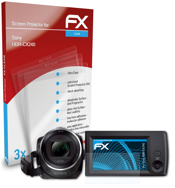 atFoliX FX-Clear Schutzfolie für Sony HDR-CX240