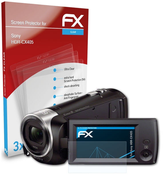atFoliX FX-Clear Schutzfolie für Sony HDR-CX405