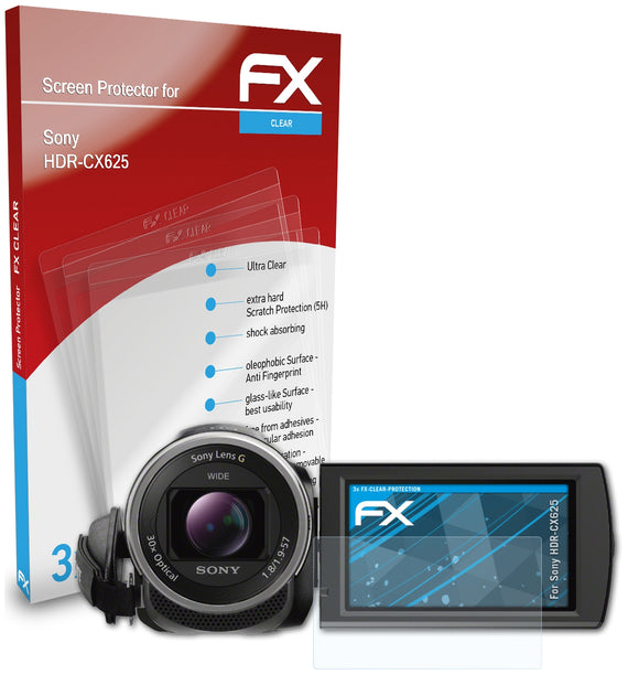 atFoliX FX-Clear Schutzfolie für Sony HDR-CX625