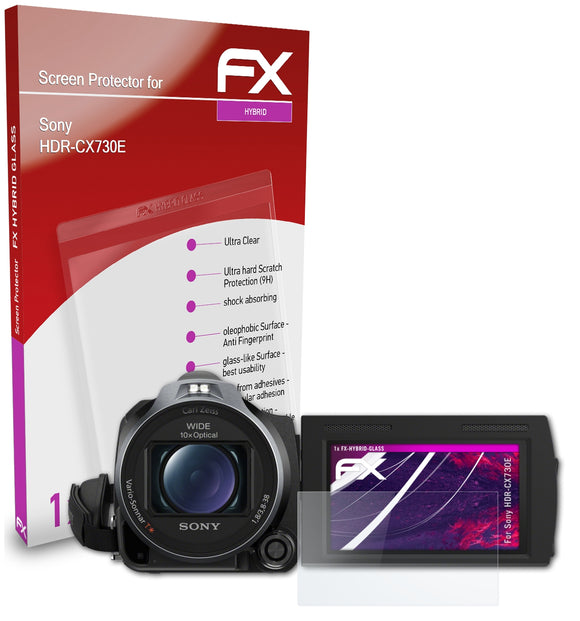 atFoliX FX-Hybrid-Glass Panzerglasfolie für Sony HDR-CX730E