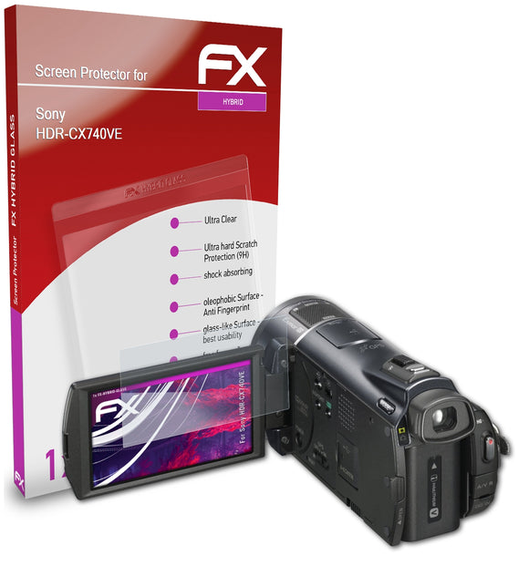 atFoliX FX-Hybrid-Glass Panzerglasfolie für Sony HDR-CX740VE