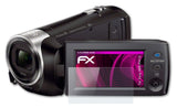 Glasfolie atFoliX kompatibel mit Sony HDR-PJ410, 9H Hybrid-Glass FX