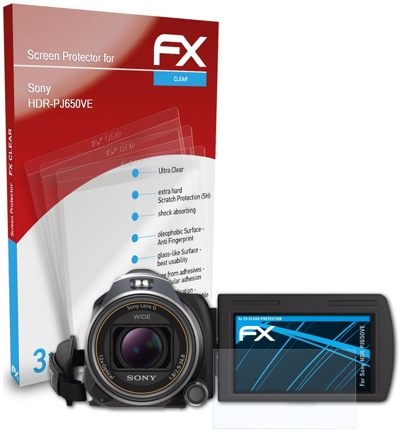 atFoliX FX-Clear Schutzfolie für Sony HDR-PJ650VE