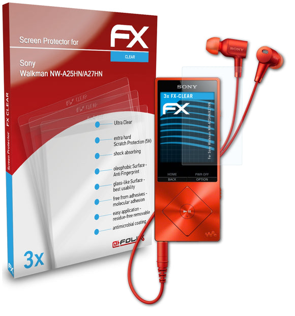 atFoliX FX-Clear Schutzfolie für Sony Walkman NW-A25HN/A27HN