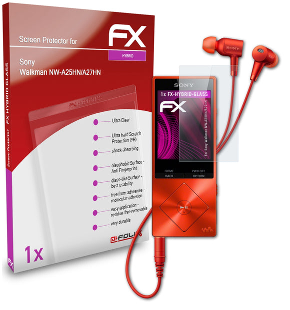 atFoliX FX-Hybrid-Glass Panzerglasfolie für Sony Walkman NW-A25HN/A27HN