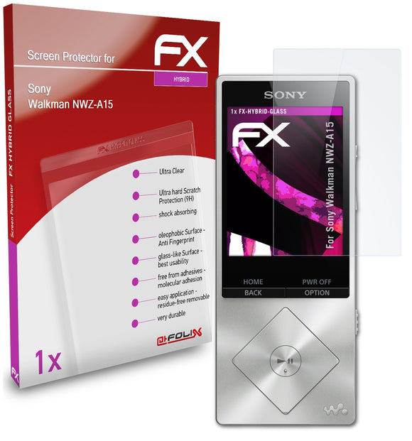 atFoliX FX-Hybrid-Glass Panzerglasfolie für Sony Walkman NWZ-A15