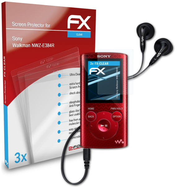atFoliX FX-Clear Schutzfolie für Sony Walkman NWZ-E384R