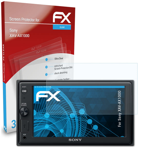 atFoliX FX-Clear Schutzfolie für Sony XAV-AX1000
