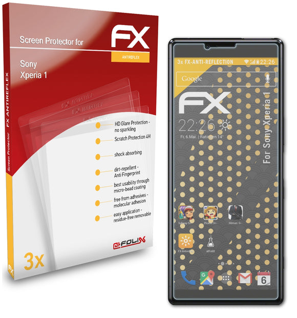 atFoliX FX-Antireflex Displayschutzfolie für Sony Xperia 1