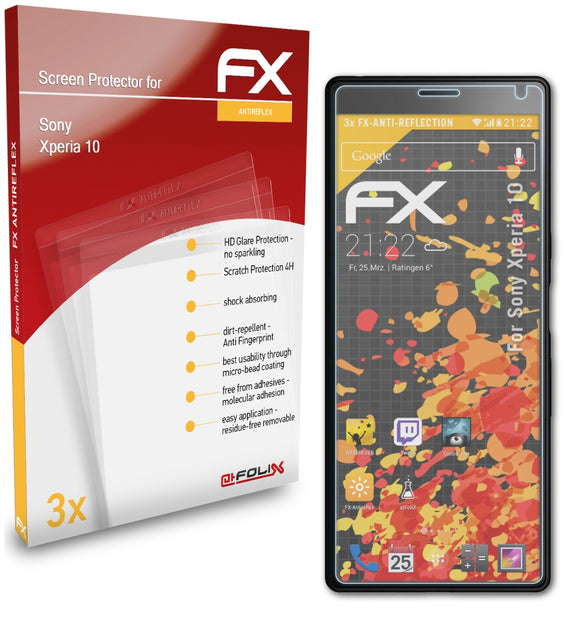 atFoliX FX-Antireflex Displayschutzfolie für Sony Xperia 10