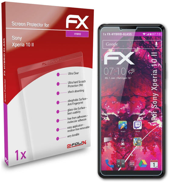 atFoliX FX-Hybrid-Glass Panzerglasfolie für Sony Xperia 10 II