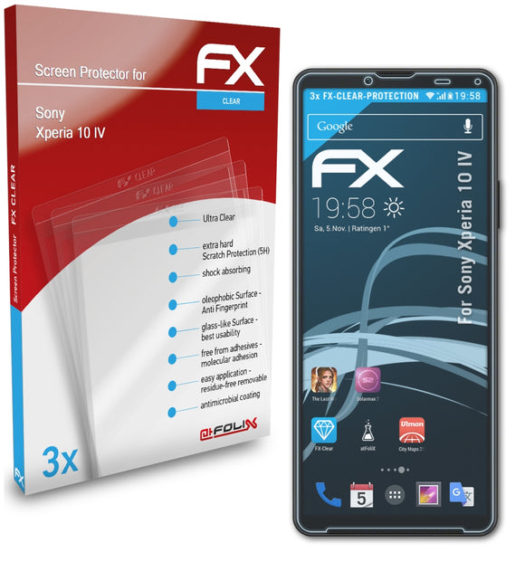 atFoliX FX-Clear Schutzfolie für Sony Xperia 10 IV