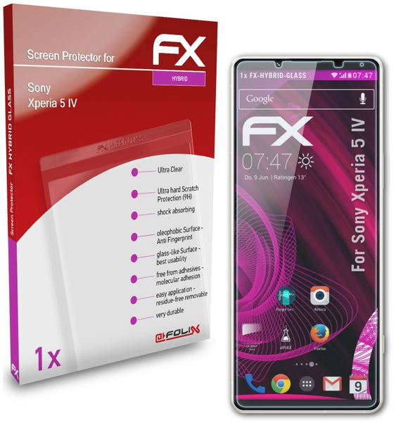 atFoliX FX-Hybrid-Glass Panzerglasfolie für Sony Xperia 5 IV