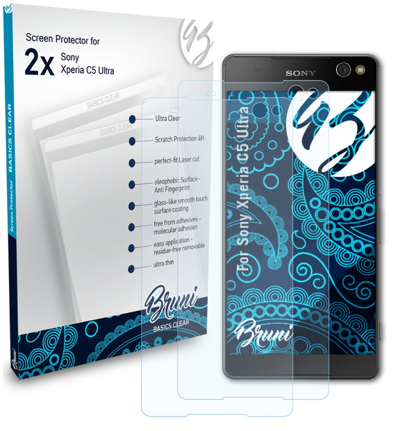 Bruni Basics-Clear Displayschutzfolie für Sony Xperia C5 Ultra