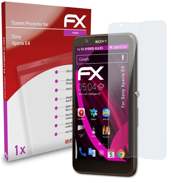 atFoliX FX-Hybrid-Glass Panzerglasfolie für Sony Xperia E4