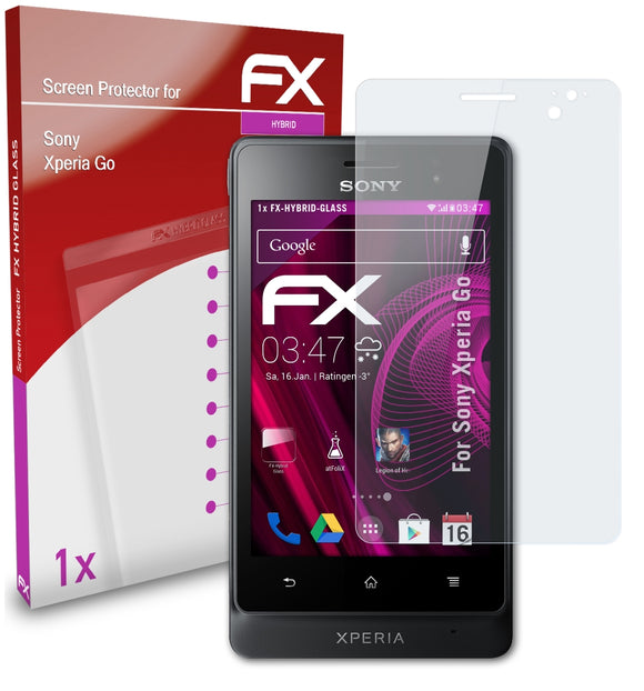 atFoliX FX-Hybrid-Glass Panzerglasfolie für Sony Xperia Go