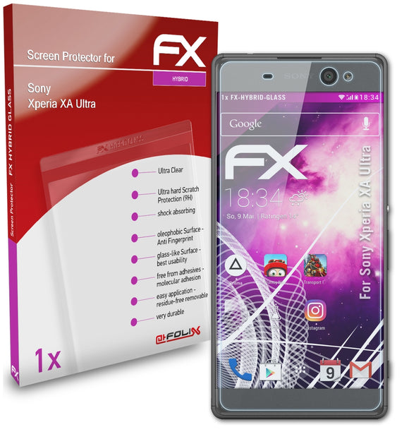 atFoliX FX-Hybrid-Glass Panzerglasfolie für Sony Xperia XA Ultra