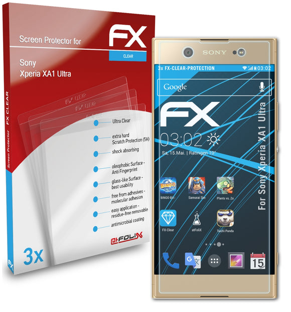 atFoliX FX-Clear Schutzfolie für Sony Xperia XA1 Ultra