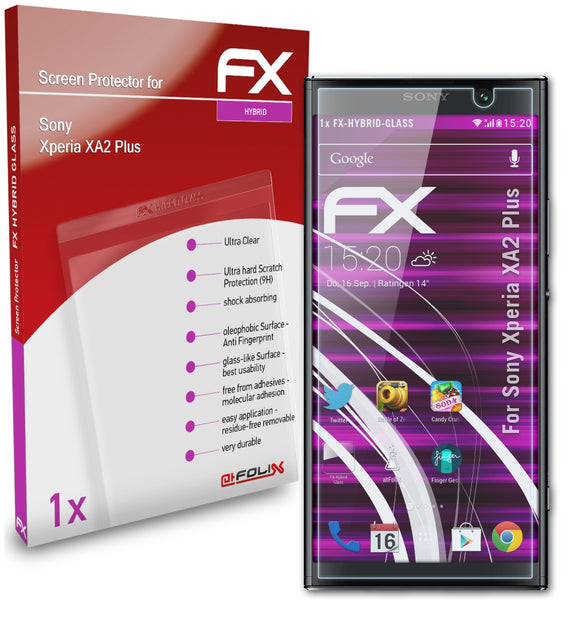 atFoliX FX-Hybrid-Glass Panzerglasfolie für Sony Xperia XA2 Plus