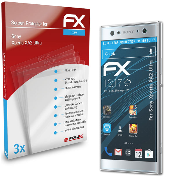 atFoliX FX-Clear Schutzfolie für Sony Xperia XA2 Ultra