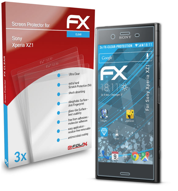 atFoliX FX-Clear Schutzfolie für Sony Xperia XZ1