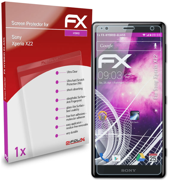 atFoliX FX-Hybrid-Glass Panzerglasfolie für Sony Xperia XZ2