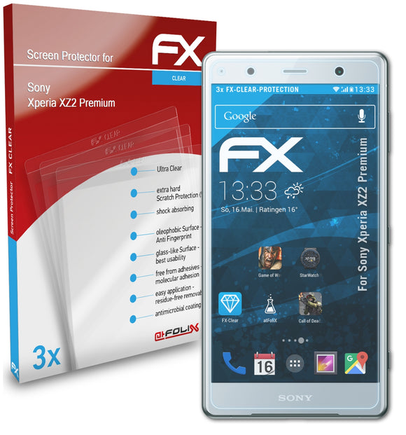 atFoliX FX-Clear Schutzfolie für Sony Xperia XZ2 Premium