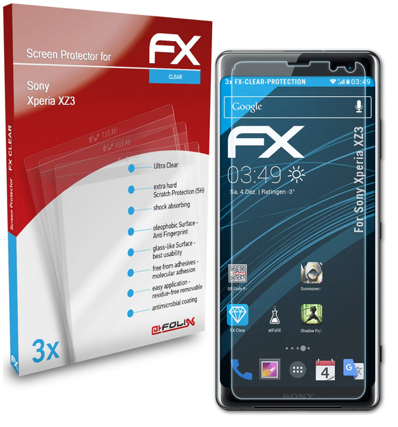 atFoliX FX-Clear Schutzfolie für Sony Xperia XZ3