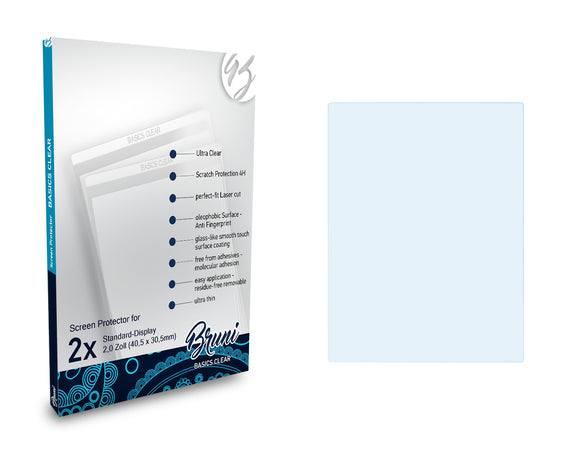 Bruni Basics-Clear Displayschutzfolie für Standard-Display 2,0 Zoll (40,5 x 30,5mm)