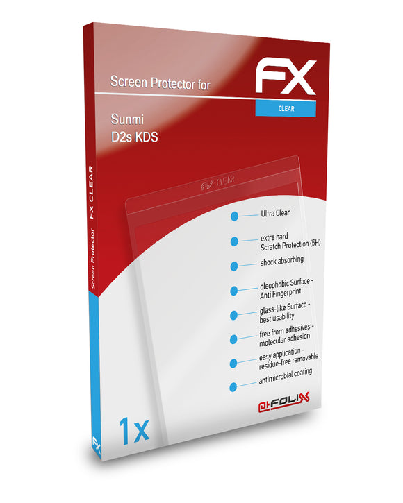 atFoliX FX-Clear Schutzfolie für Sunmi D2s KDS