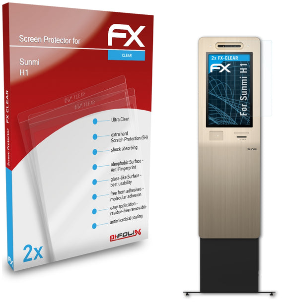 atFoliX FX-Clear Schutzfolie für Sunmi H1