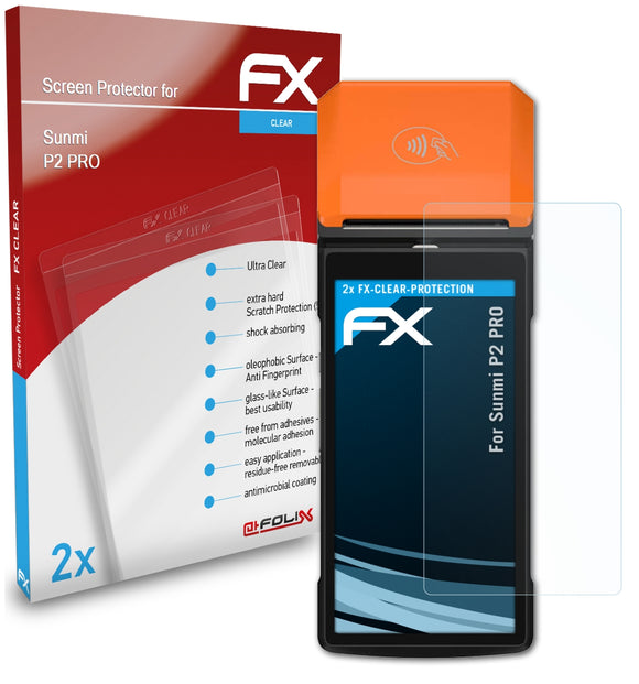 atFoliX FX-Clear Schutzfolie für Sunmi P2 PRO