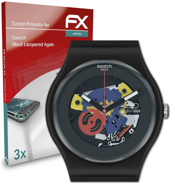 atFoliX FX-ActiFleX Displayschutzfolie für Swatch Black Lacquered Again