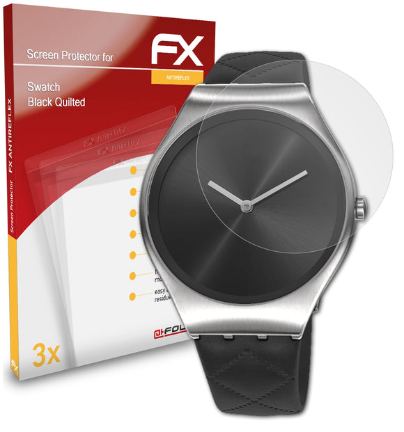 atFoliX FX-Antireflex Displayschutzfolie für Swatch Black Quilted