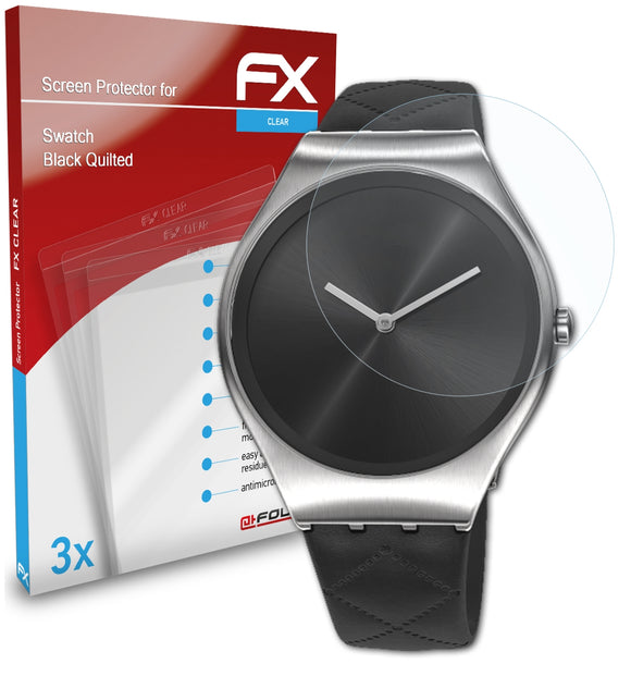 atFoliX FX-Clear Schutzfolie für Swatch Black Quilted