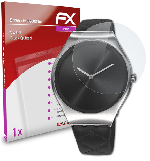 atFoliX FX-Hybrid-Glass Panzerglasfolie für Swatch Black Quilted