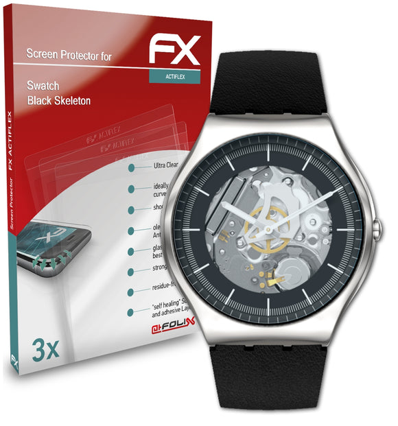 atFoliX FX-ActiFleX Displayschutzfolie für Swatch Black Skeleton