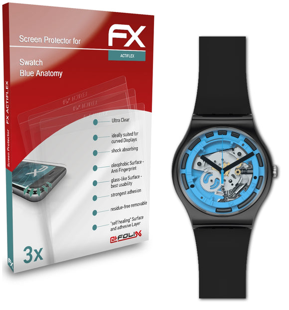 atFoliX FX-ActiFleX Displayschutzfolie für Swatch Blue Anatomy