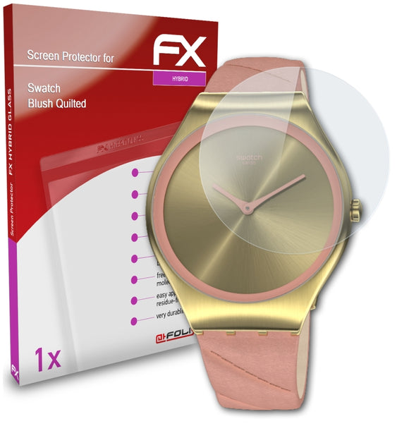 atFoliX FX-Hybrid-Glass Panzerglasfolie für Swatch Blush Quilted